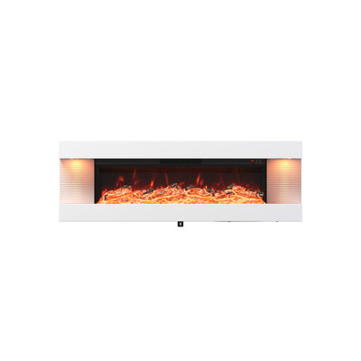 Foyer électrique à 3 côtés avec Wi-Fi, télécommande et flammes 12 couleurs, blanc, 50 po