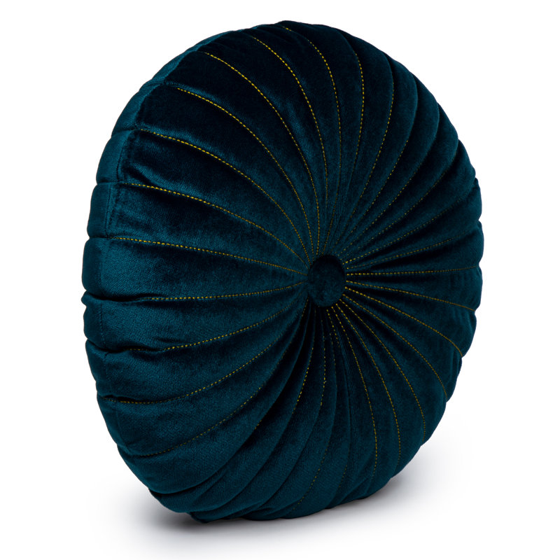 Housse et insert de coussin décoratif rond Viveros, Bleu sarcelle
