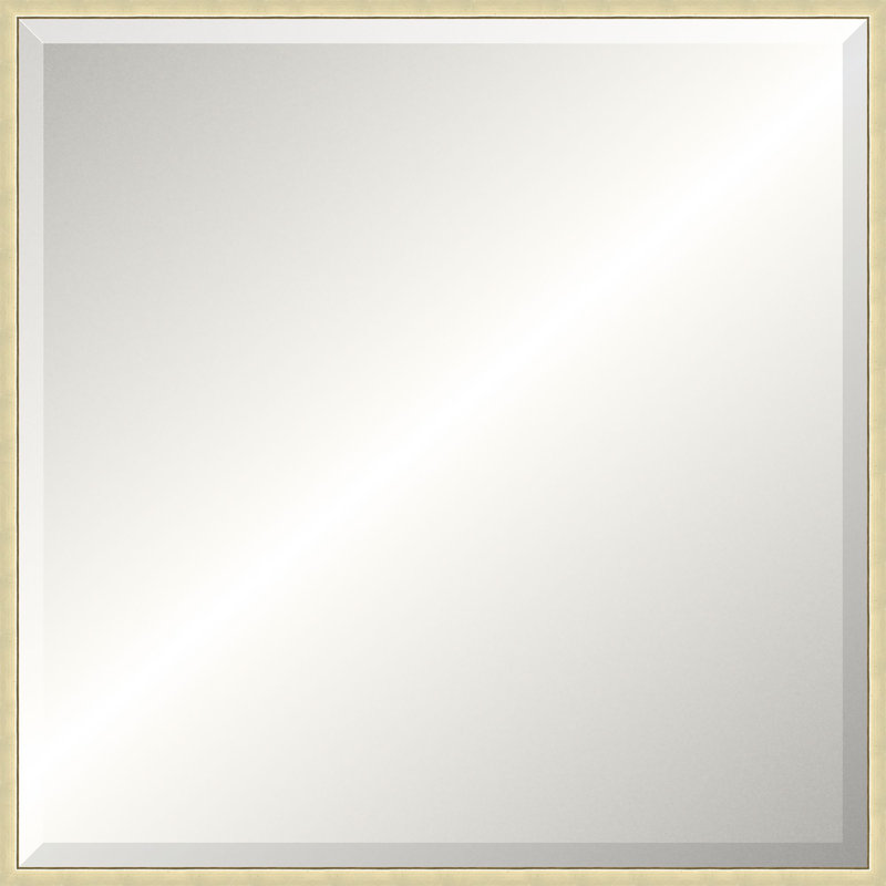 Floater 2 Solid Wood Beveled Mirror, Square, 23.25" x 23.25", Antique Silver