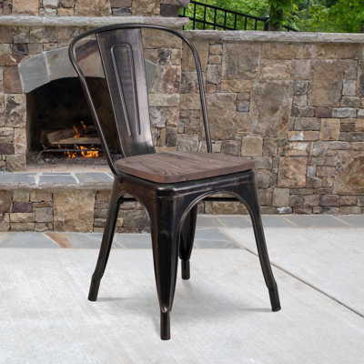 Kewaunee Metal Stackable Chair with Wood Seat