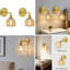 Ensemble de 2 appliques murales vintage en tulipe rétro avec cadre en cristal ambre et laiton avec interrupteur à chaîne et tête pivotante à 90 degrés pour un éclairage intérieur câblé