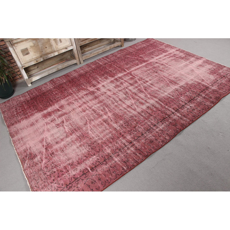 Grand tapis turc rétro Anatolian en mauve pour une utilisation dans la salle à manger avec un design surteint et un style Oushak