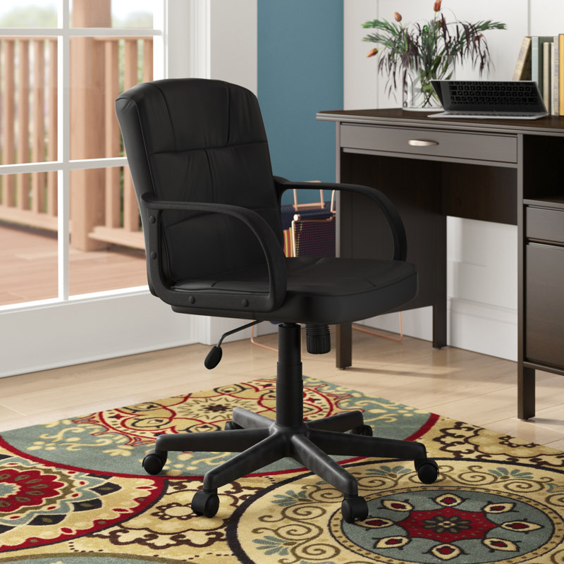 Mid-Back LeatherSoft Swivel Task Office Chair with Arms - Home Office