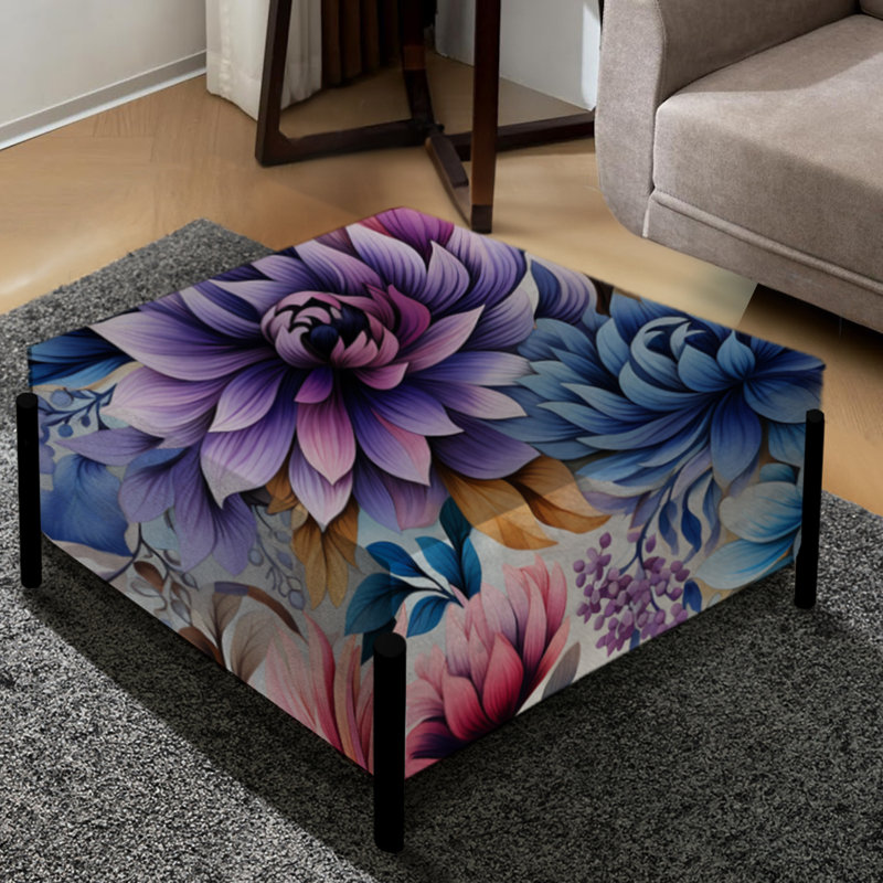 Watercolor Damask Dream - Grand repose-pieds carré floral