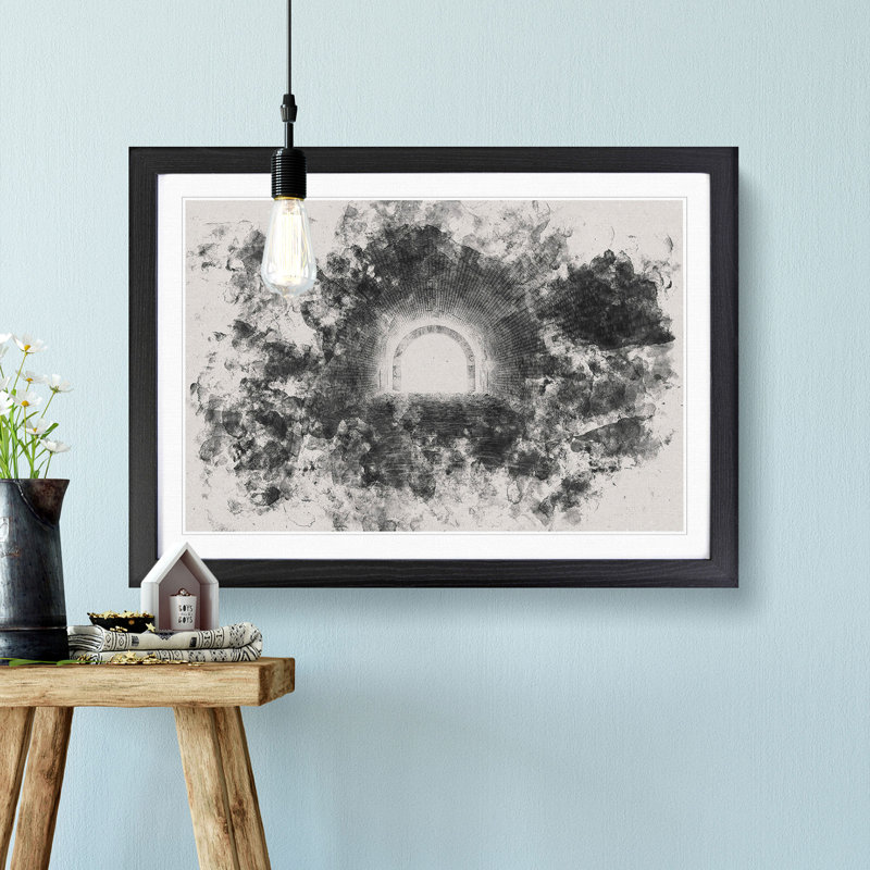 Brick Tunnel - Picture Frame Graphic Art Print, 62cm H x 87cm W x 2cm D, Black Framed