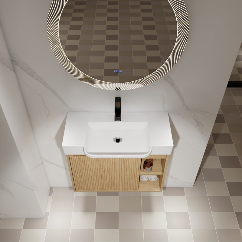 Meuble-lavabo mural avec lavabo en céramique blanche, 28"