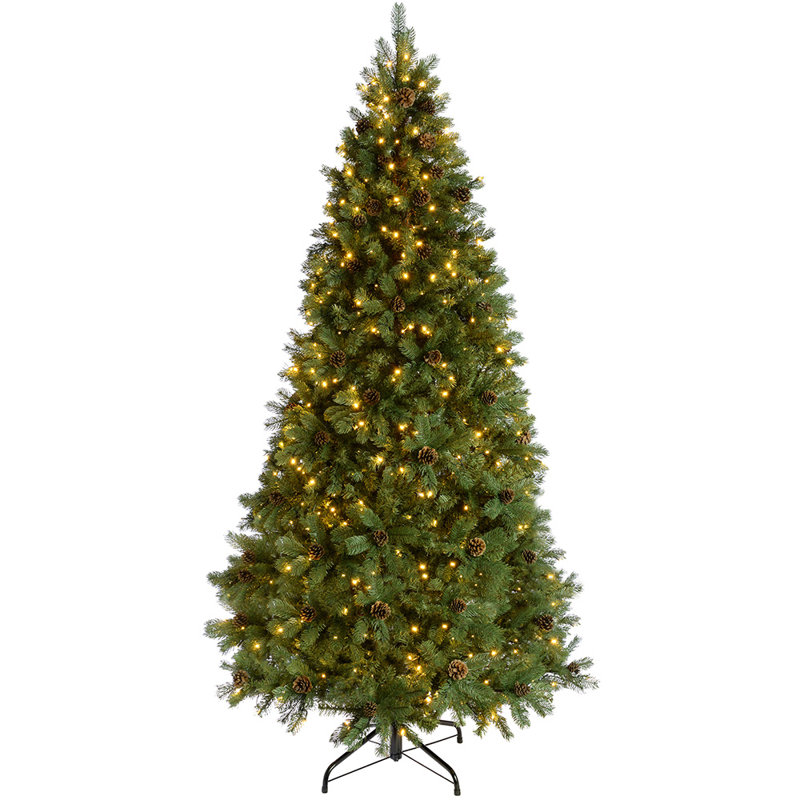 Lighted Artificial Pine Christmas Tree, 9ft H x 5.33ft W x 5.33ft D