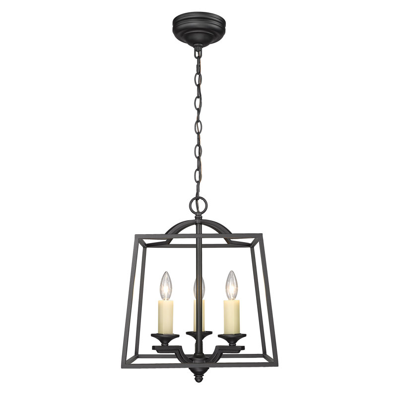 Omero 3 - Light Dimmable Lantern Geometric Chandelier, Natural Black, 3