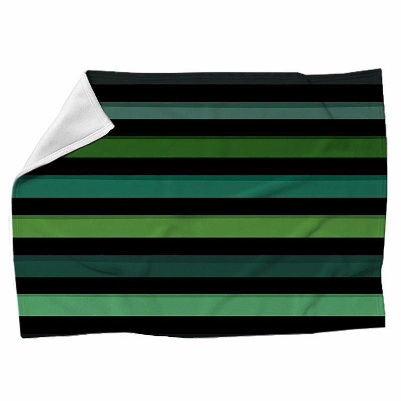 Couverture polaire à carreaux, Noir/vert, Jeté, Rayé noir / vert foncé