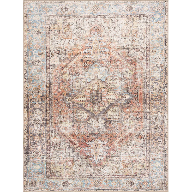 Becky Oriental Machine Washable Brown Area Rug, Rectangle 9'2" x 11'9"