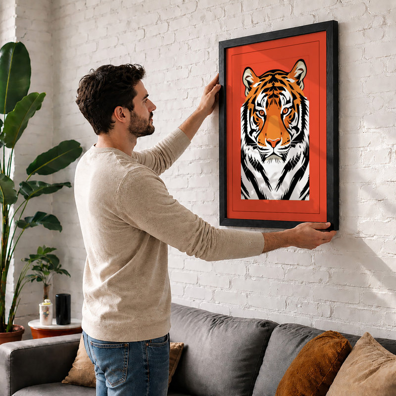 Tiger Bold Geometric - Framed Print, Unframed, A1 - 84.1 x 59.4 cm