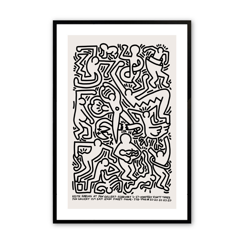 Abstract People Print dans un cadre mural, H 20 po x l 16 po x P 1,25 po, Noir satiné