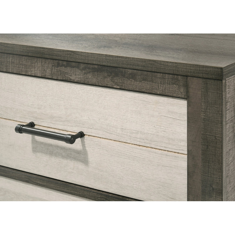Commode Bedrooom à finition bicolore et poignée en métal, commode décorative