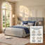 Grand lit plateforme tapissier avec tables de chevet, tiroirs et tablettes flottantes, grand, velours gris-1201298467-1201298466