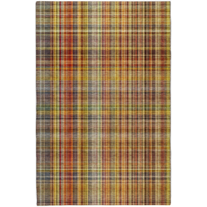 Premium Machine Washable Dream Shag ADS541 Plaid Rug, 3' x 5', Paprika