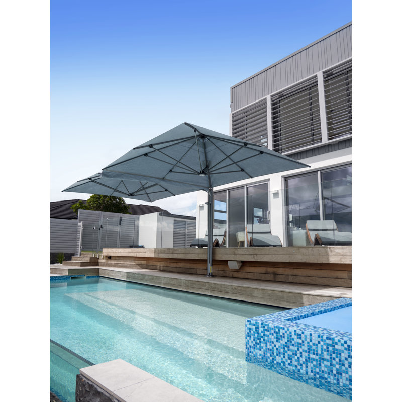 Shadowspec Unity™ Duo Square Umbrella, Black, 8 ft, Wall Mount Base