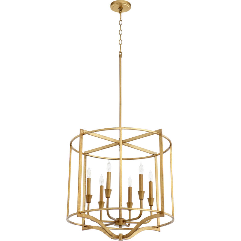 Analiegh 6 - Light Dimmable Lantern Geometric Chandelier, Gold Leaf