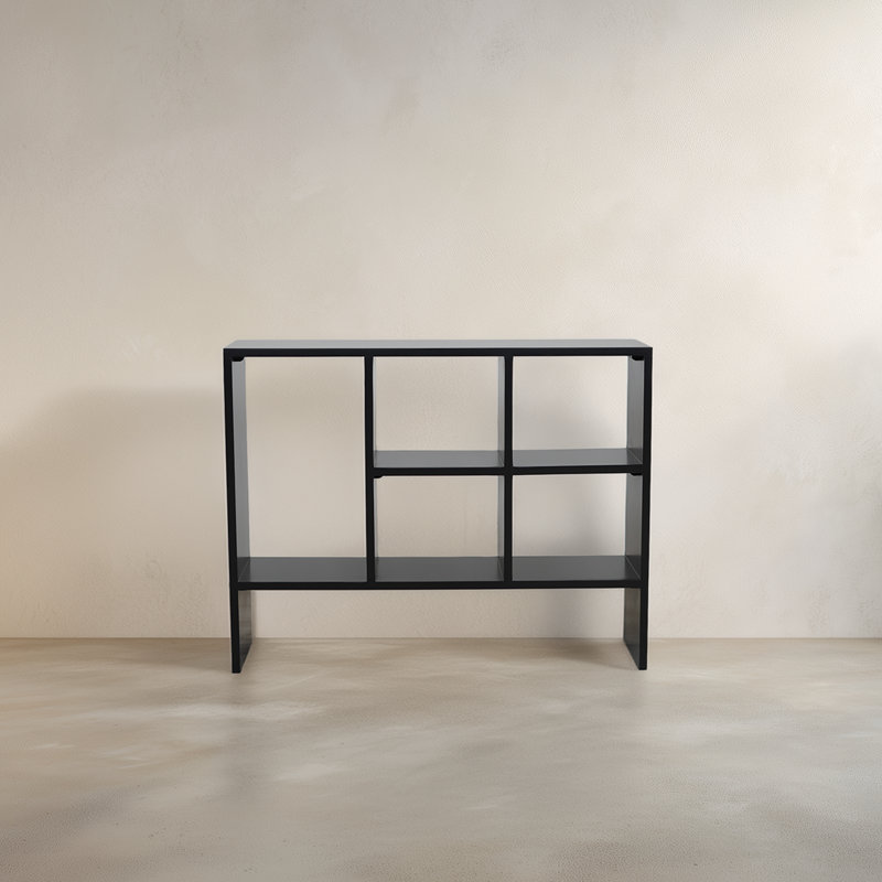 Vale Modern 5-Shelf  Geometric Bookcase, Stylish Bookshelf For Living Room & Home Office, Black