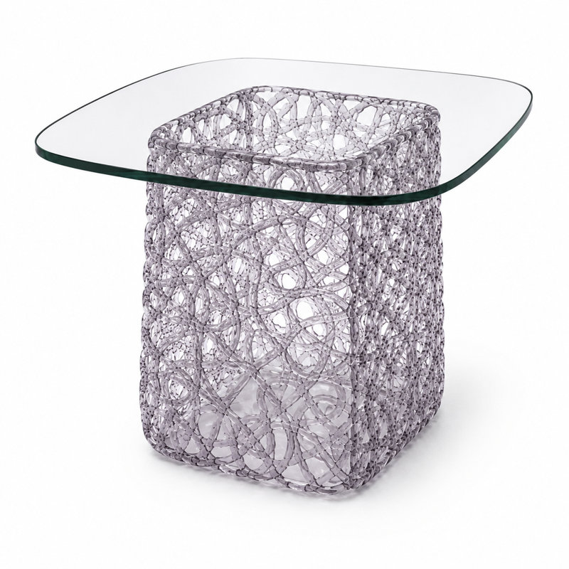 Table basse moderne en verre trempé Dieu, Gris