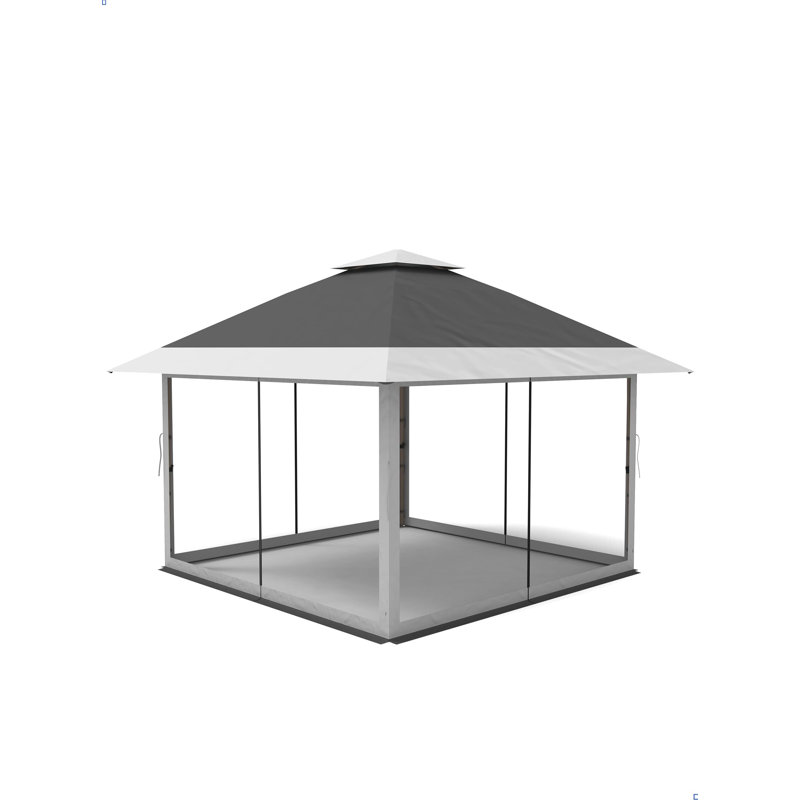 13 Ft. W x 13 Ft. D Metal Dome Gazebo, Gris