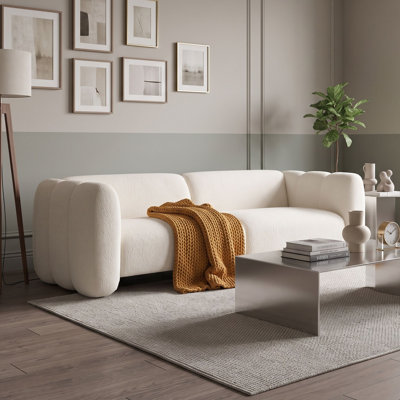 3-Seater Upholstered Sofa with Curved Design