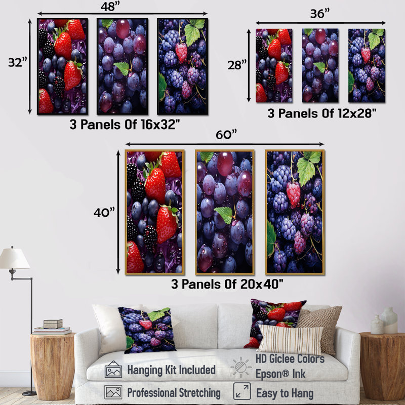 Ensemble de 4 décorations murales Vibrant Violet, Cadre flottant doré, H 28 po x l 36 po
