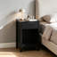 Table de chevet à 3 niveaux avec tiroir - Table de chevet rétro noire et table de bout avec tablettes ouvertes pour la chambre à coucher
