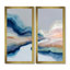 «White Blue River Fragments - Encre liquide, art mural, impression abstraite sur toile blanche 2 pièces