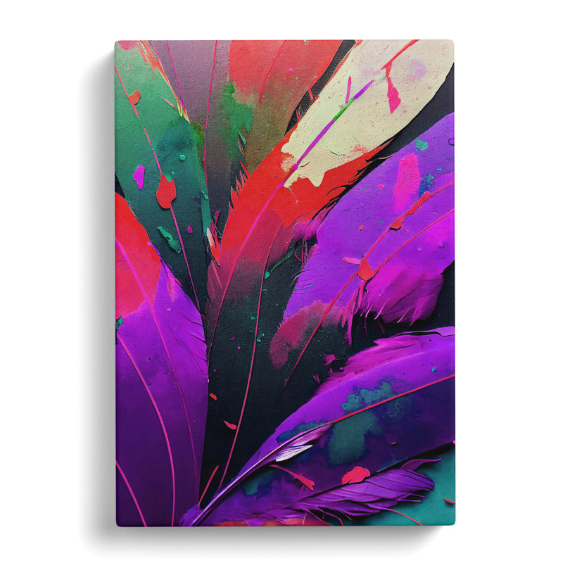 Paint Drip Feathers No.2 - Wrapped Canvas, 60cm H x 40cm W x 3cm D
