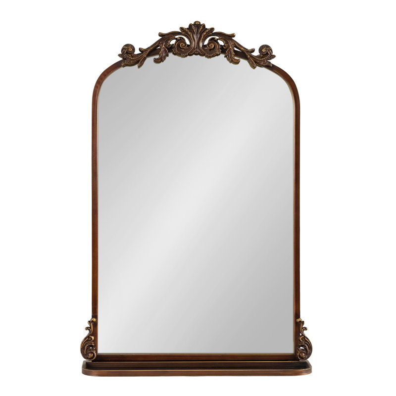 Stride Metal Arch Mirror with Shelves, Bronze, 31.5" x 21"