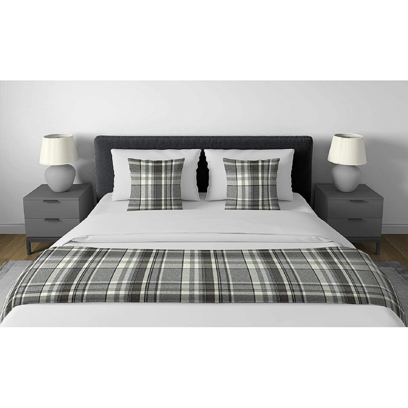 Harworth Polyester Tartan Bedspread, Charcoal Grey