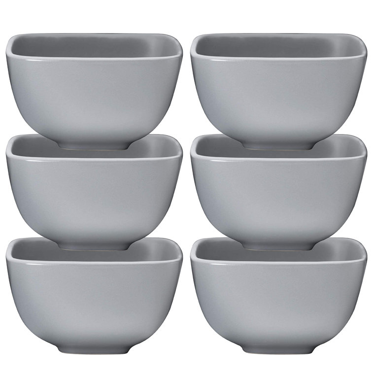 Latitude Run 26 oz Ceramic Square Soup Bowl Set of 6, 26 Ounces Large Ceramic Ombre Color Soup Bowls for Kitchen, Side Dish, Soup, Cereal Bowl Set or