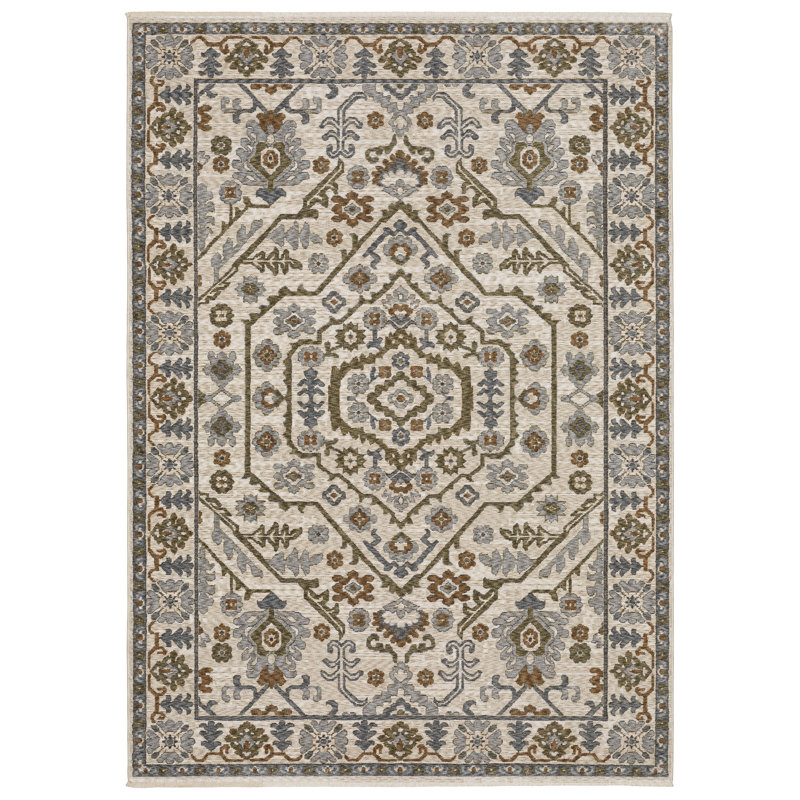 Tapis ivoire / rouille Erlich Global Layered Medallions, Rectangle 3 pi 10 po x 5 pi 6 po