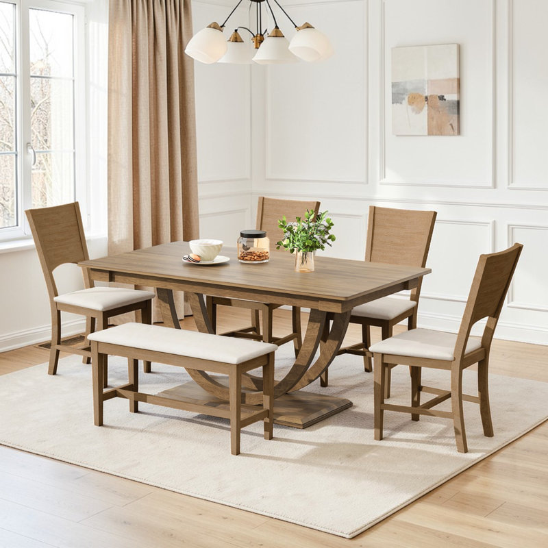 Aspelare Rectangular Dining Set, Brown