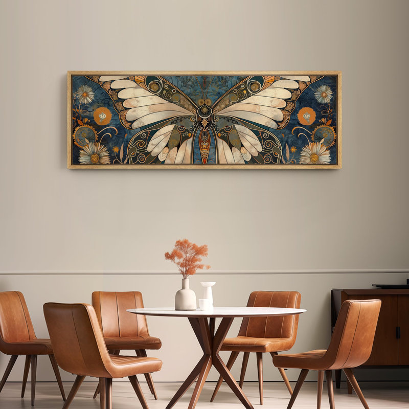 «Butterfly Illusion Moody», reproduction d'art moderne sur toile encadrée, H 20 po x l 60 po, Naturel