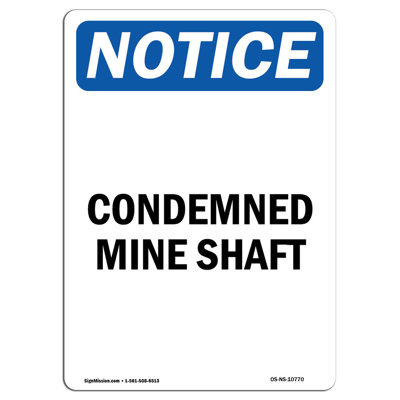 Osha avis - panneau de puits de mine Condamné