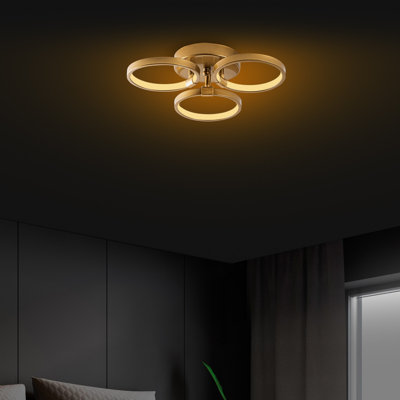 Lustre moderne en or 14,6 po x 3,5 po x 12,6 po | Corps en métal avec DEL SMD 18 W 3 000 K | Élégant luminaire pour le salon, la salle à manger et le vestibule | Conception élégante et originale avec plaque de base de 6,3 po de diamètre