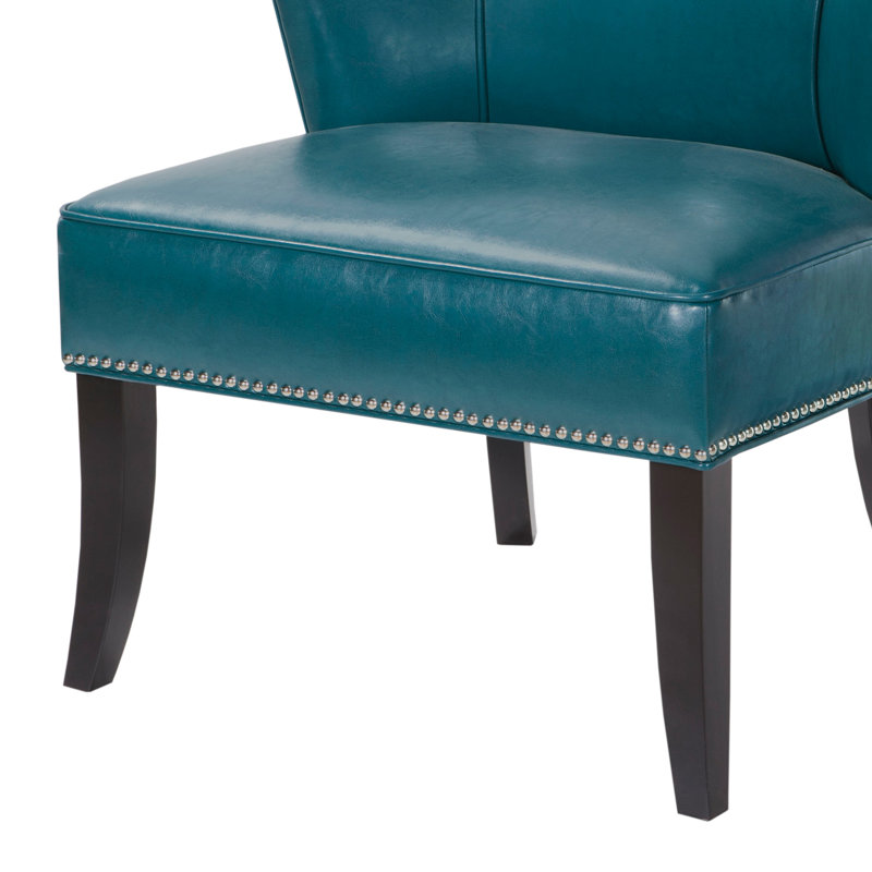 Fauteuil d'appoint sans accoudoirs en similicuir Alfredia, Similicuir bleu sarcelle