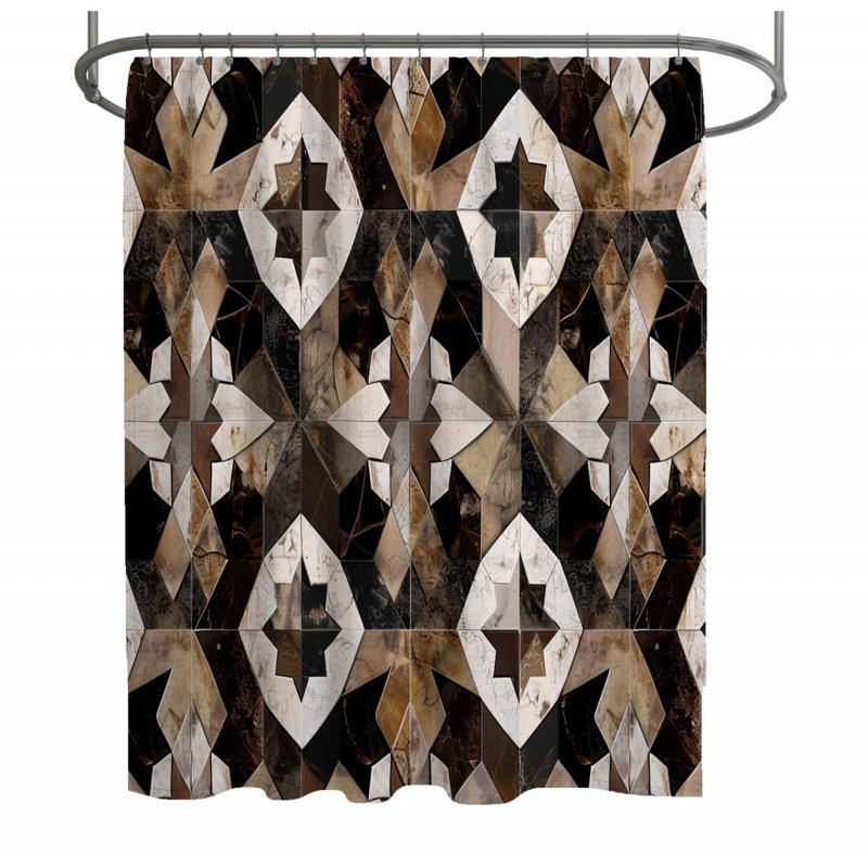 Rideau de douche à motif géométrique - Motifs froids Decor_13407, H 93 po x l 70 po