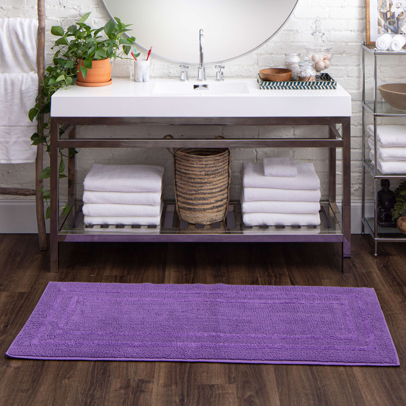 Kail Plush Stain/Fade Resistant Machine Washable Bath Mat, Fiesta Grape, 24" W x 60" L