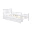 Lit plateforme simple en bois avec garde-corps des deux côtés et deux tiroirs de rangement, blanc-754894888-754894889