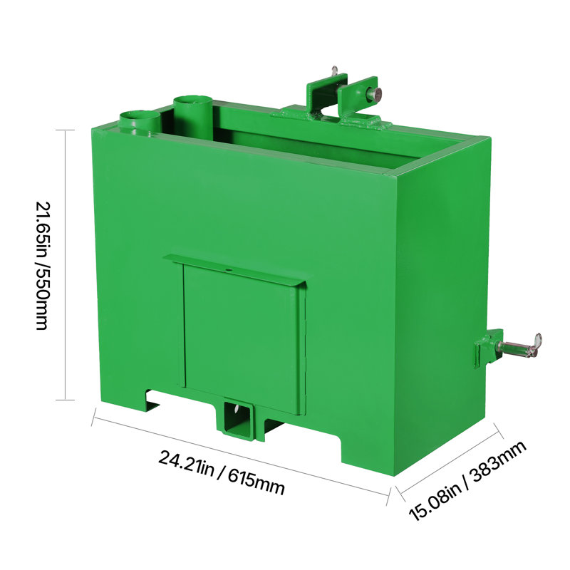 Ballast Box 3 Point Category 1 Tractor Quick Tach Hitch Counterweight Red, Green