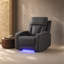Fauteuil inclinable électrique moderne en cuir sablé bleu-gris de luxe moderne | Fauteuil inclinable de cinéma maison simple
