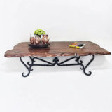 72" Rectangular Live Edge Mesquite Coffee Table: Hand-forged Iron Base, Custom Design - Susana Molina Designs