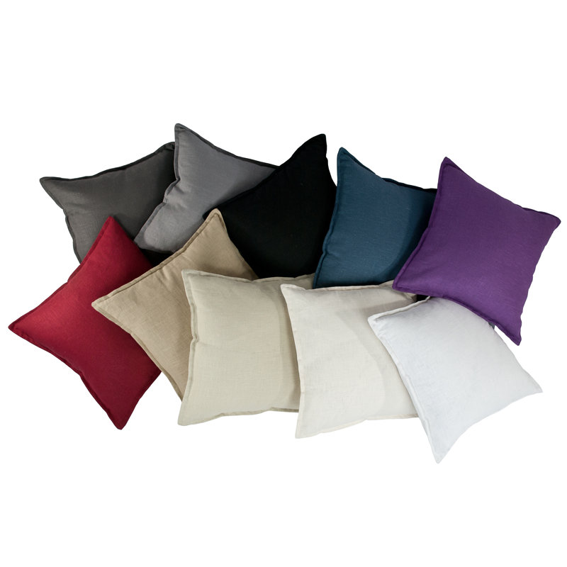 Lombard Reversible Decorative Linen Throw Pillow, Ecru
