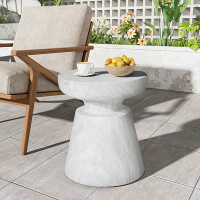 Table d'appoint d'extérieur en travertin Ponti, blanc