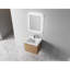 Armoire de salle de bain murale en résine - 24 po, style moderne, portes à fermeture douce, contreplaqué, abat-jour imitation chêne