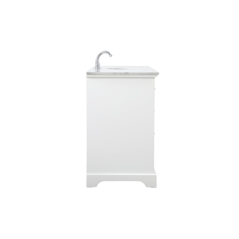 Hermes 60'' Single Bathroom Vanity with Marble Top, White