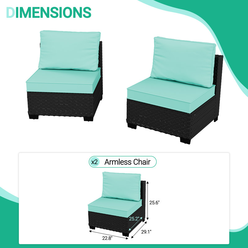 𝙁𝙪𝙡𝙡𝙮 𝘼𝙨𝙨𝙚𝙢𝙗𝙡𝙚𝙙 𝘾𝙝𝙖𝙞𝙧𝙨, 2-Person Rattan Patio Furniture Set Outdoor Sectional Conversation Sofa Group With Waterproof Furniture Cover