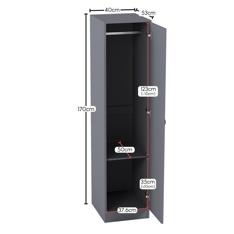 Maybery MDF & Particleboard Wardrobe, Grey